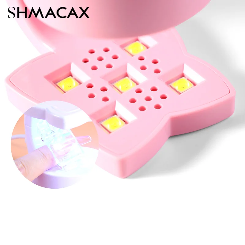 Butterfly Quick Dry Nail Phototherapy Machine 5 UV LED 18W Gel Polish Nail Dryer Lamp Manicure Tool USB Salon Equipment