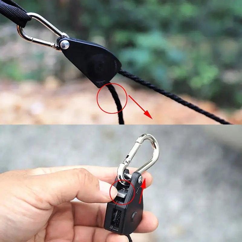 Tent Wind Rope Tensioner Adjustable Pulley with Carabiner Camping Hiking Outdoor Nylon Rope Fastener Stopper Tightener