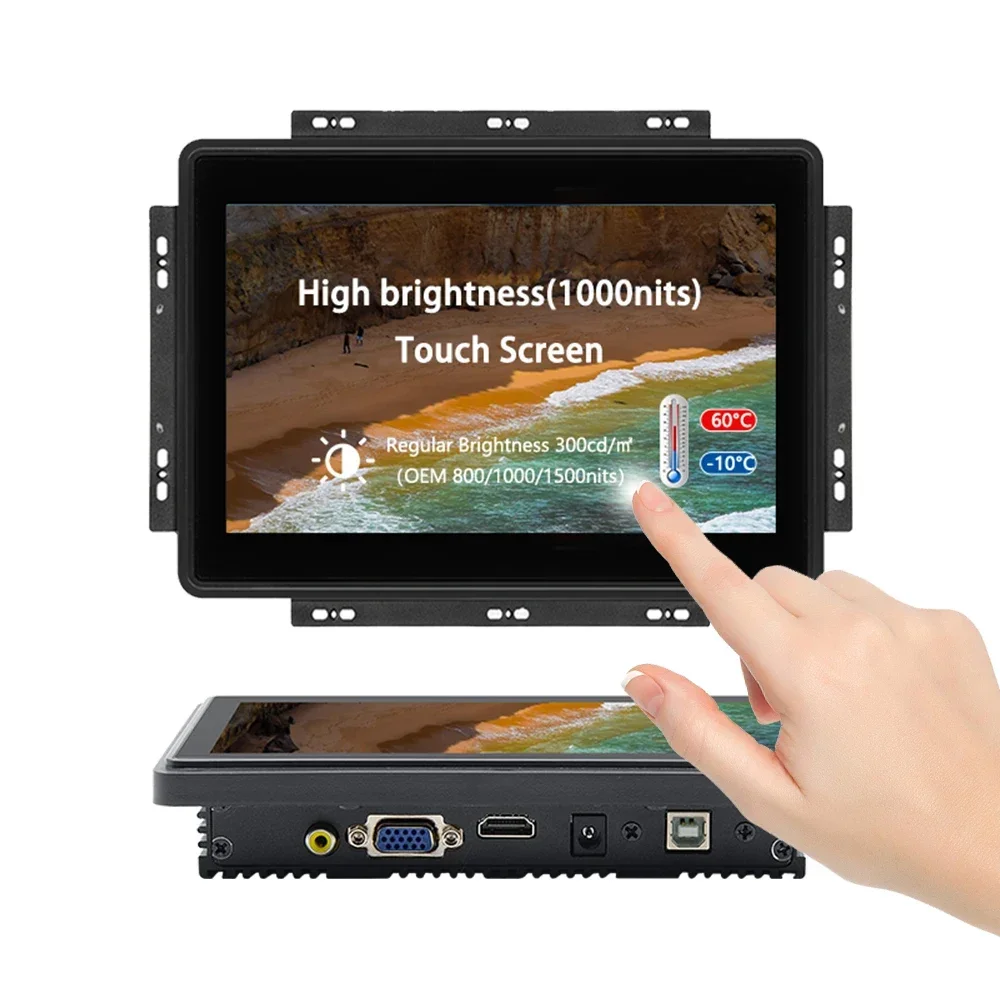 

7 Inch Usb Lcd Industrial Touch Screen Capacitive Touch Screen Open Frame Ip65 Waterproof Vga Wall Mount