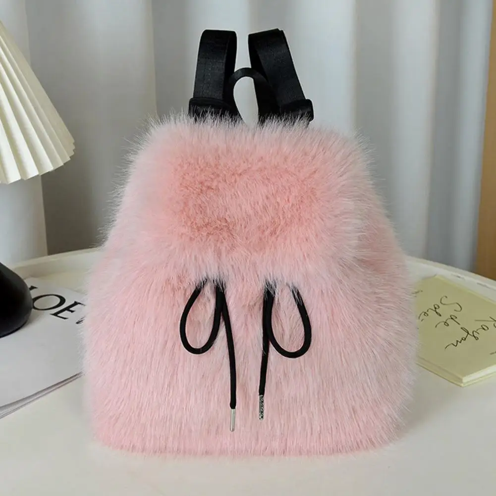 Multi-use Plush Backpack Plush Backpack Women Furry Backpack Cute Fluffy Daypack Soft Girls Fuzzy Shoulder Bag for Errands