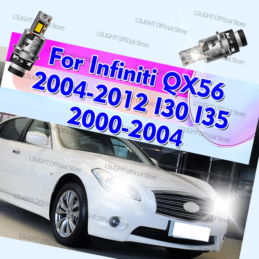 

2x For Infiniti QX56 2004-2012 I30 I35 2000-2004 High Power LED Headlights 30000LM D2S D2R 6000K Bright White 12V Plug&Play