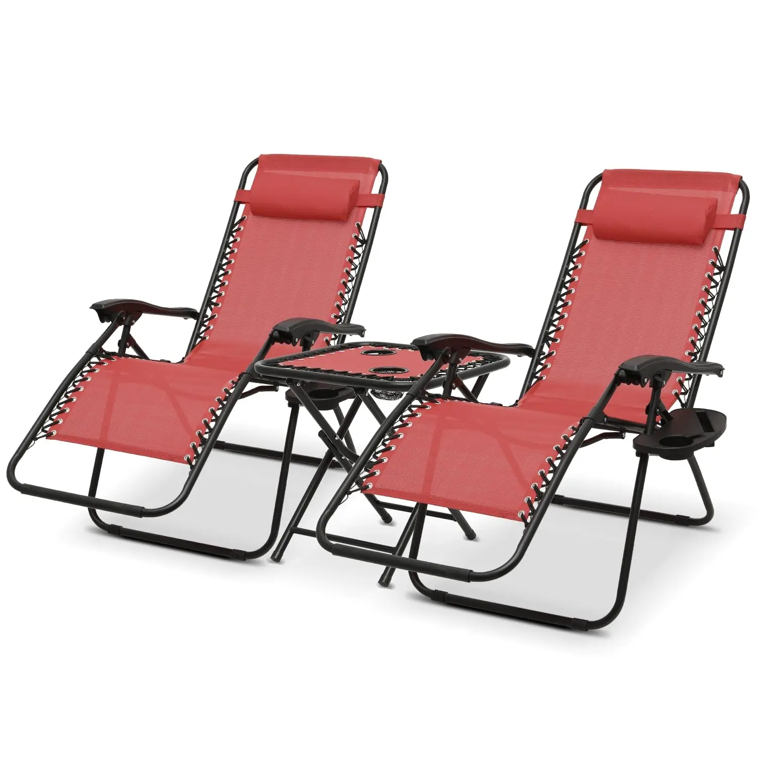 

Zero Gravity Outdoor Lounge Chair Set of 2 with Side Table, 25" Width Pool Lounge Lawn Chairs Reclining with Cup, Custom