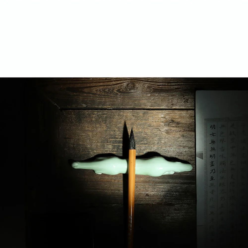 For For Mo Chen Celadon Tiger Brush Holder Ceramic Pen Rest Stationery Accessory Paperweight Desktop Ornament Office Supplies