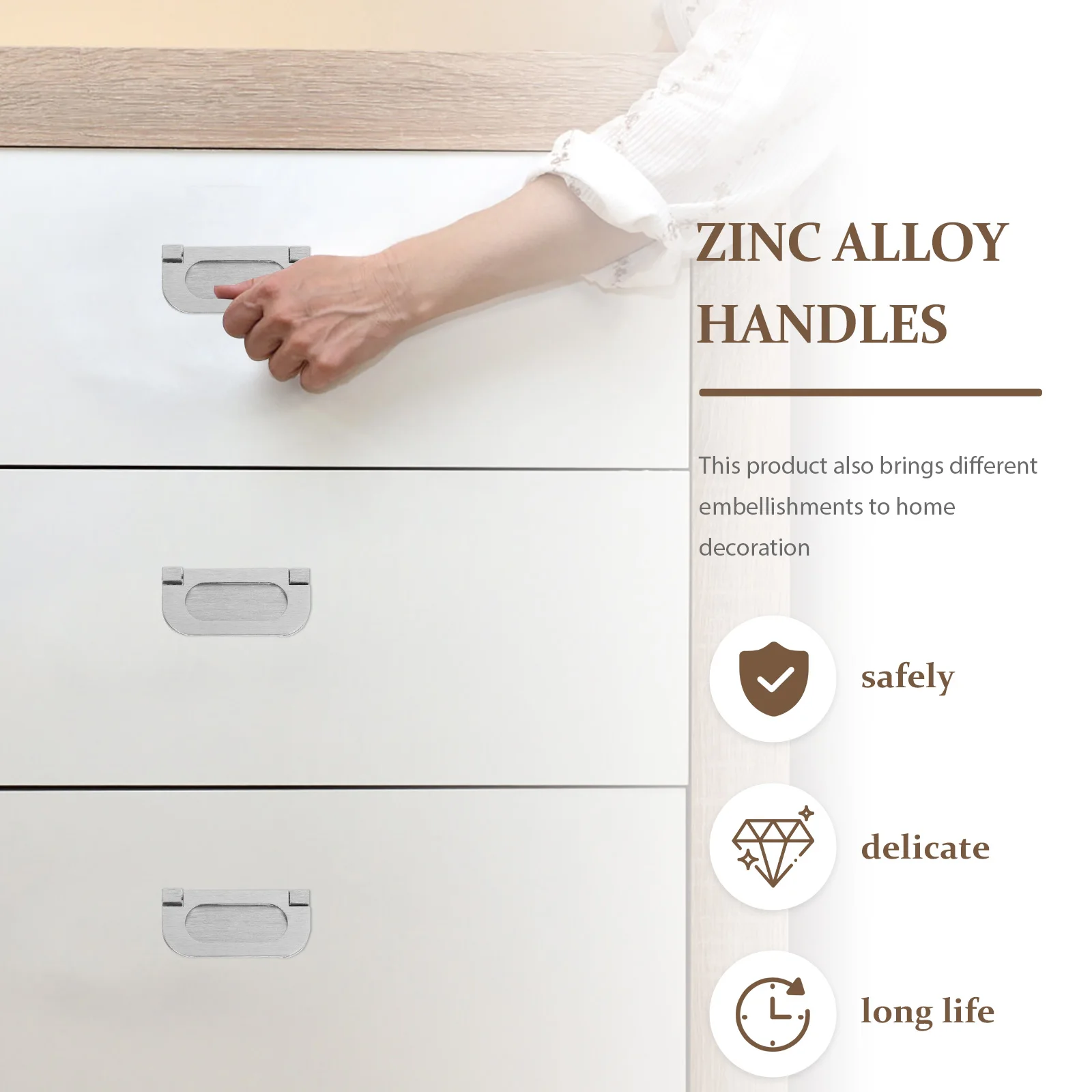 

2 Sets 3.5x7.5 Inch Zinc Alloy Concealed Pull Handles Modern Invisible Kitchen Bathroom Closet Cabinet Knobs Durable Hidden