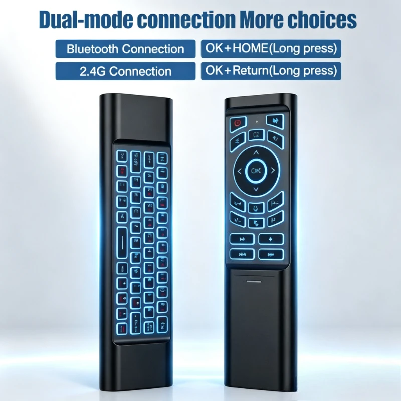 Air Mouse Gyroscope Remote Control Mini Keyboard Dual Mode 2.4G BT5.0 7 Color Backlit Wireless For Android Smart TV Box PC