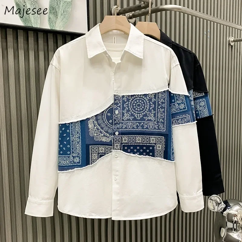 

Jackets Men Daily Printed Fashion Patchwork Japanese Style Long Sleeve Simple Casual Spring Autumn Single Breasted Tops Shopping