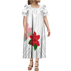 Print On Demand Customize mother day Micronesia White Mumu Micronesia Dress Polynesian Dress Custom Plus Size Womens Dresses