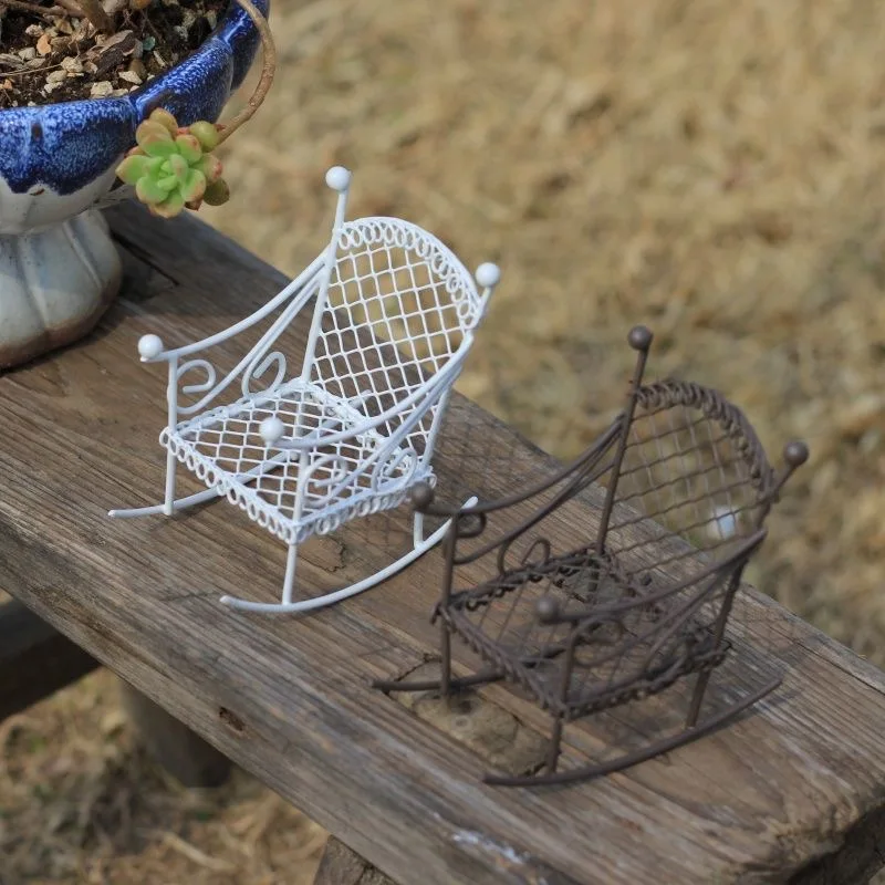 

1:6/1:12 Dollhouse Miniature Garden Iron Chair Home Outdoor Model Garden Furniture Decor Toy Doll House Accessories