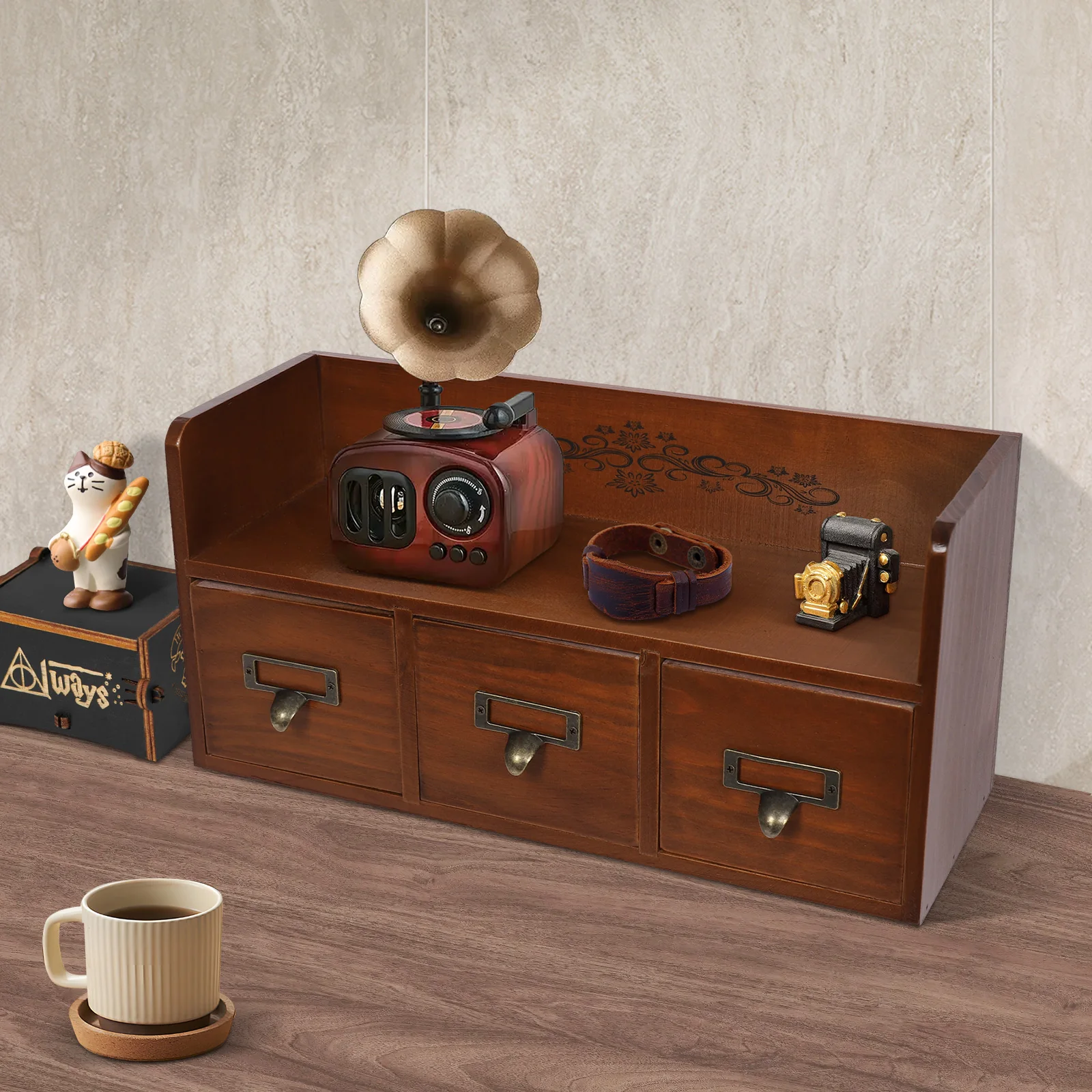 Armadietto organizer da scrivania vintage, organizer per forniture multistrato, armadietto salvaspazio per ufficio domestico