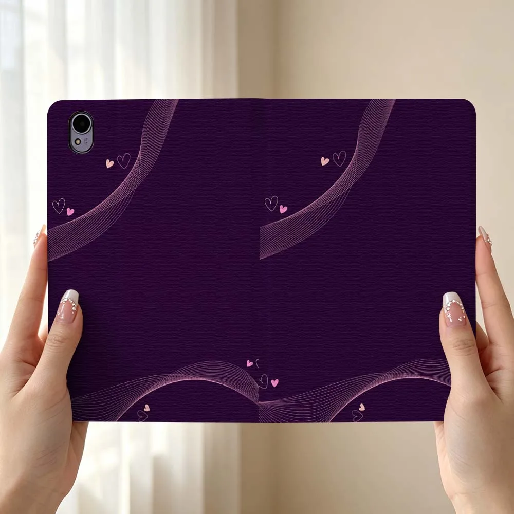 Cute Purple Heart For Huawei MediaPad MatePad Honor Pro V6 9 V8 X9 X 10 13.3 12.3 11 11.5 Inch Tablet Case Pen Tray