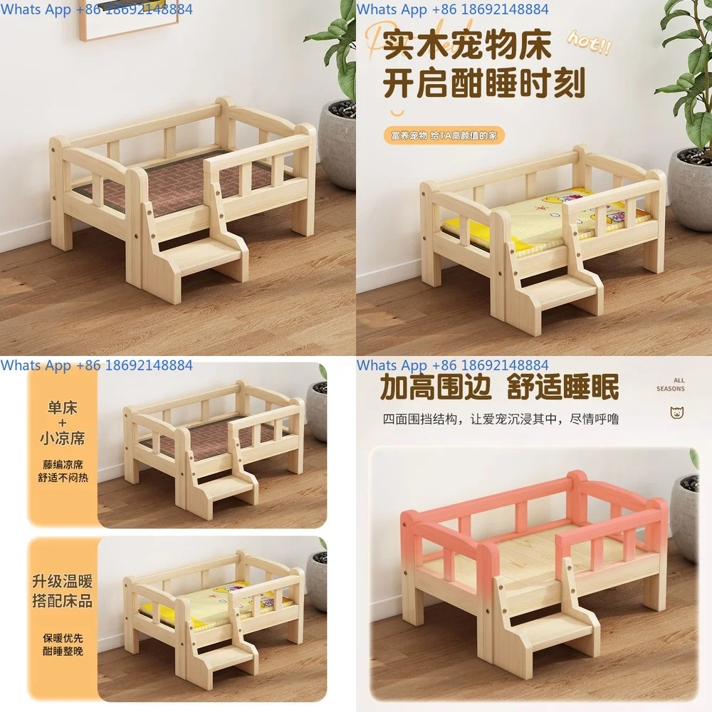 

Pet Bed for Cats and Dogs Solid Wood Detachable Washable Elevated Design for Small Medium Large Breeds Teddy and Other Pets