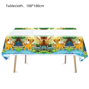 Disney-Lion King Simba Themenparty Kinder, Glas, Teller, Flagge, Tischdecke, Jungenlandschaft, Geburtstagsdekoration 10 Hauptverkaufskönig King Leao - №3