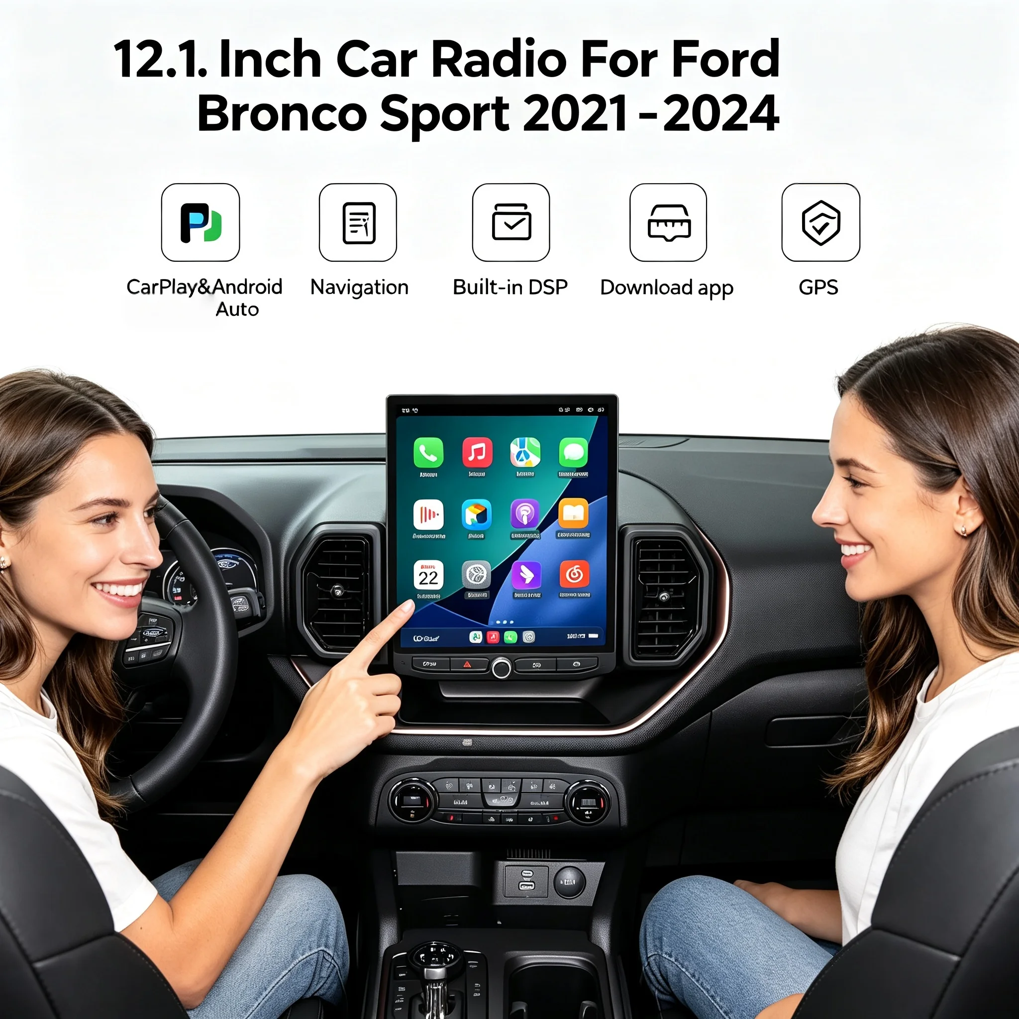 Multimedia Bluetooth Wireless CarPlay 4G Player For Ford Bronco Sport 2021-2025 Android Navigation Stereo GPS Touch Screen DSP