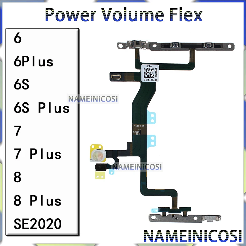 

Power Volume Flex for IPhone 6 6s 7 8 Plus Se2020 Switch On Off Side Button Key Ribbon Silent Mute Flex Cable