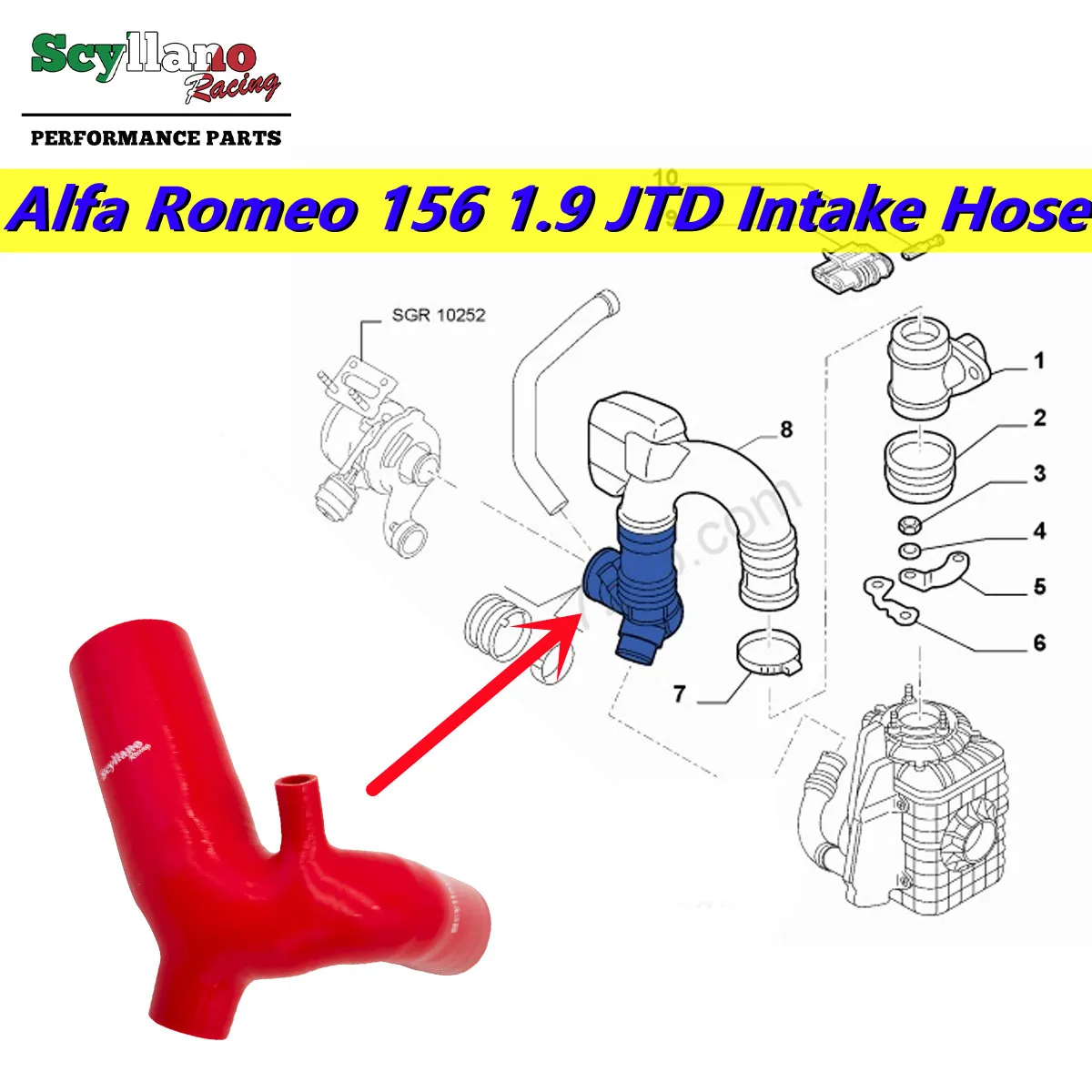 Air Intake Silicone Hose For Alfa Romeo 156 1.9 JTD Airbox To Turbo Intake Inlet Hose Pipe TubeOEM F1003459, 55181972, 60630540