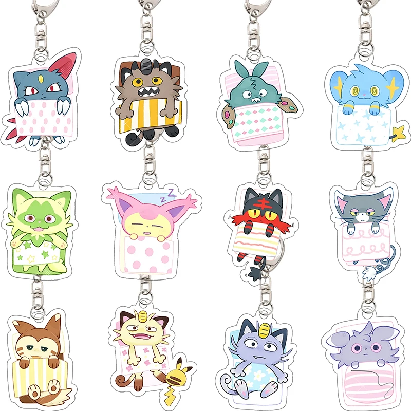Q Version Sleeping Pose Kawaii Backpack Acrylic Keychain Cartoon Anime Pendant Accessories Periphery Decoration Birthday Gift