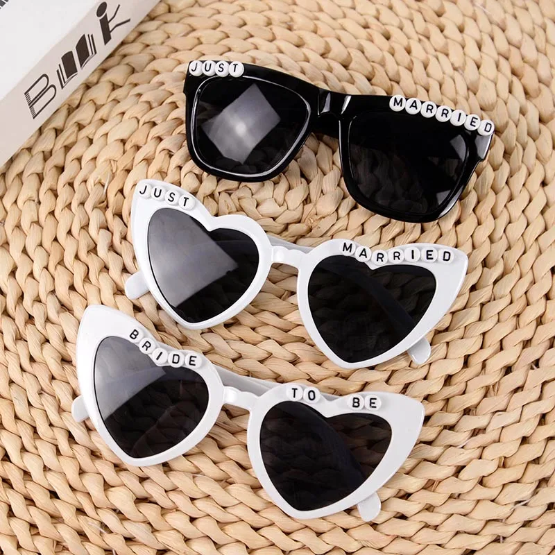 

Bachelorette Party Sunglasses Black White Just Married Heart Shape Glasses Bridesmaid Gifts Team Bride Bachelorette Party Decor