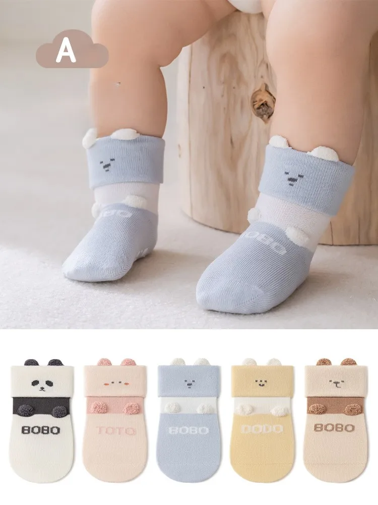 5 Pairs Non Slip Socks for 0-5Y Baby Kids Socks Cute Cartoon Toddler Floor Socks for Girls Boys Soft Cotton Kids Anti-slip Socks