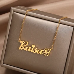 Collane con nome personalizzato per le donne collana con nome personalizzato con cuore farfalla girocollo in acciaio inossidabile gioielli da sposa regalo Bff
