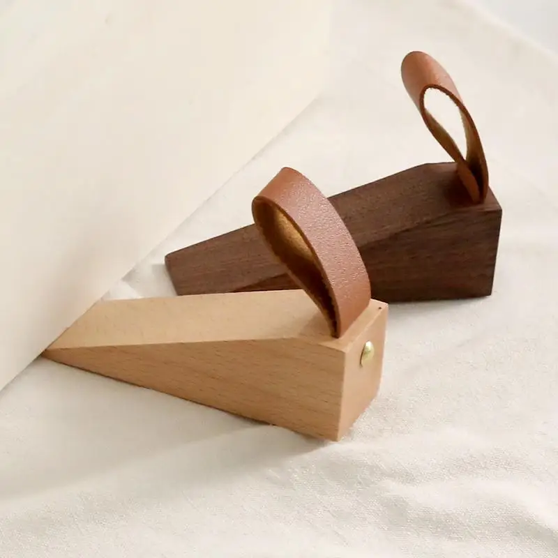 Solid Wood Door Stopper Durable Anti Slip Wedge for Home Office Heavy Doors Floor Protection Solution - view 5