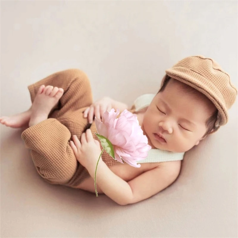 Infant Baby Boy Girl Clothes Solid Cotton Romper Jumpsuit Cute Summer Sleeveless Straps Long Pants Overalls Photography Props