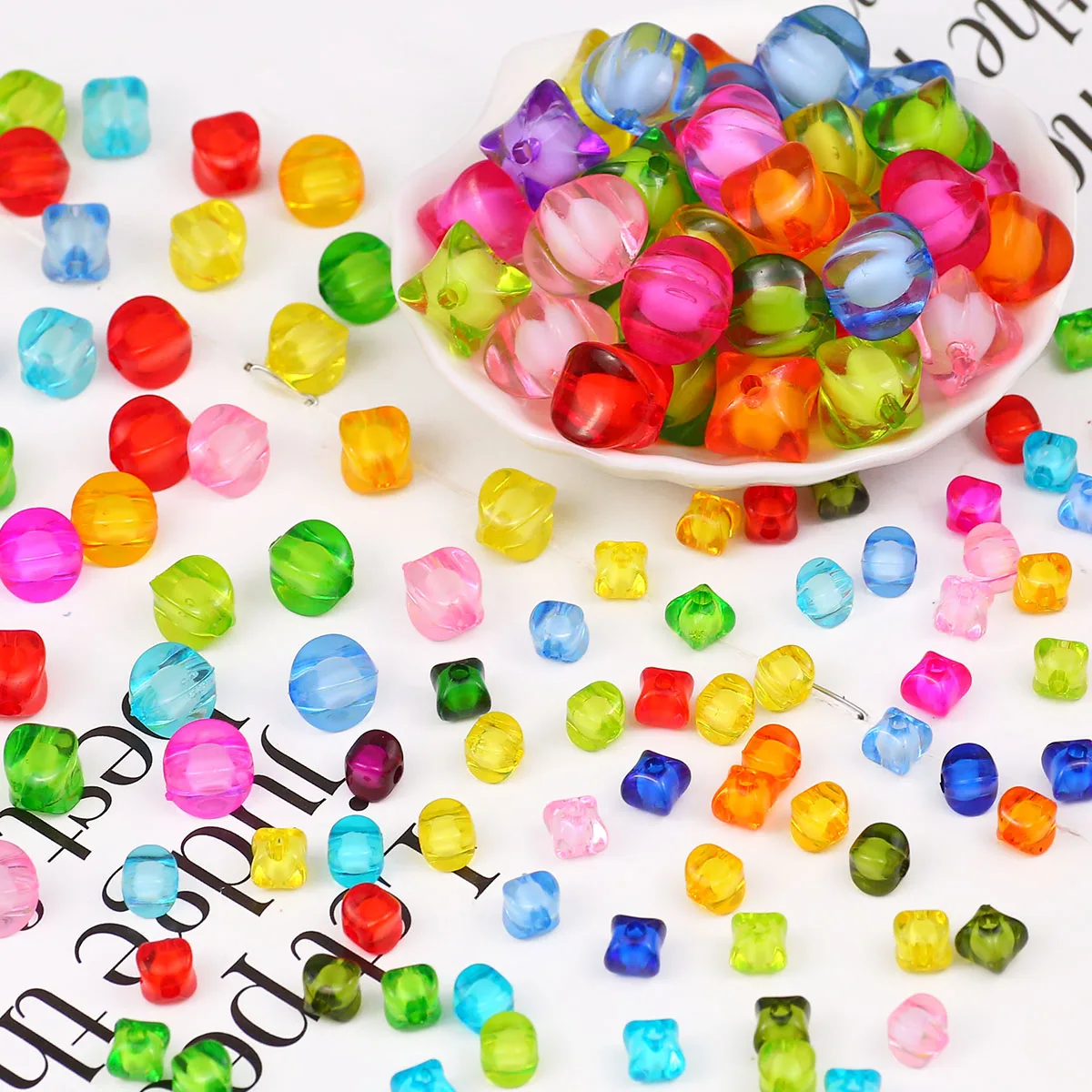 

10-100pcs 8/10/12/16mm Four Sides Acrylic Beads Loose Spacer Beads For Jewelry Bracelets Necklace Making DIY Accessories