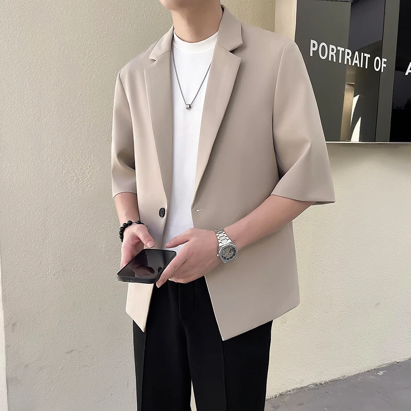 

High-quality men's fashionable and stylish versatile trendy business casual party summer mid-length suit jacket