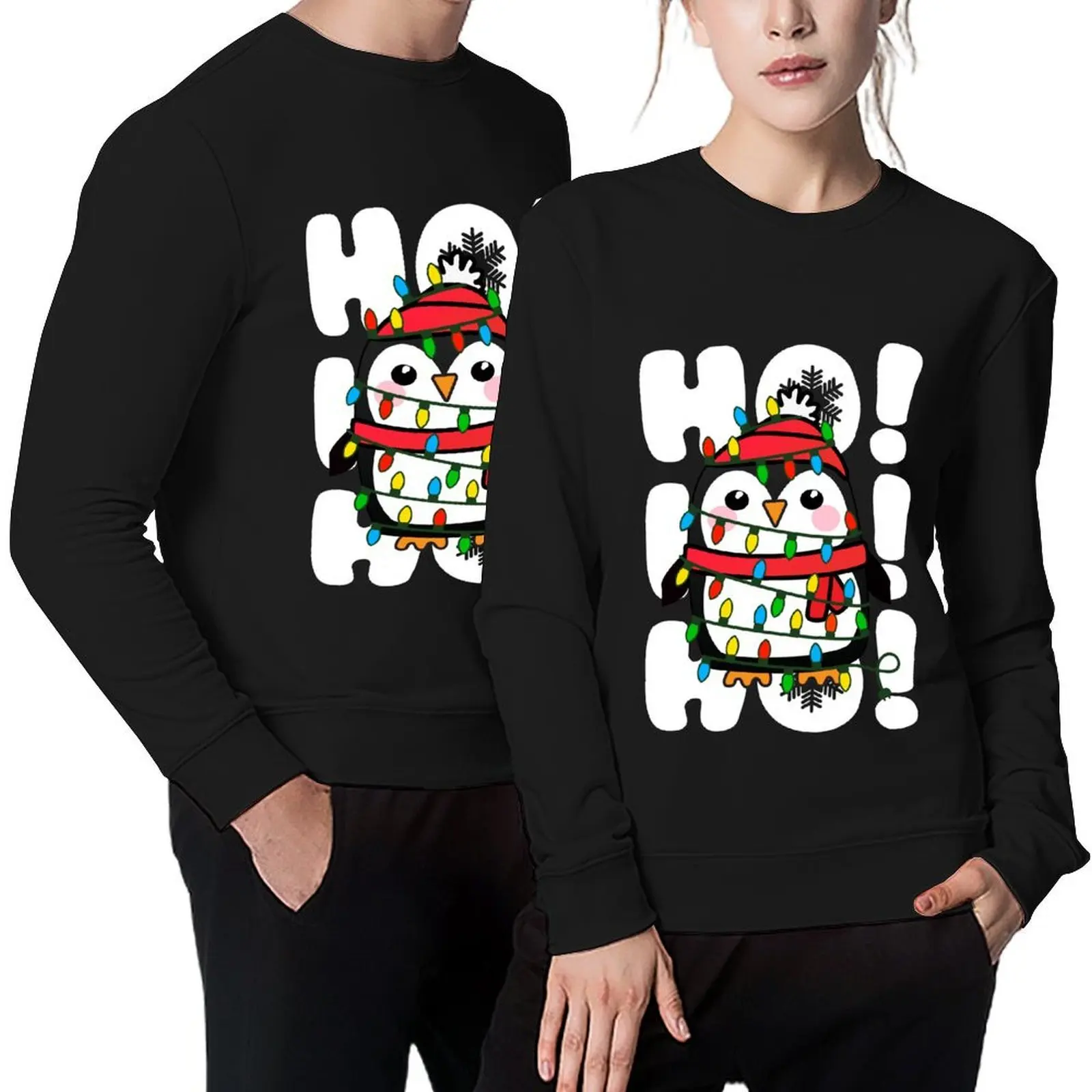 

Christmas Lights Festive Penguin Ho Ho Ho! Pullover men wear autumn jacket men men's coat autumn sweatshirt for men