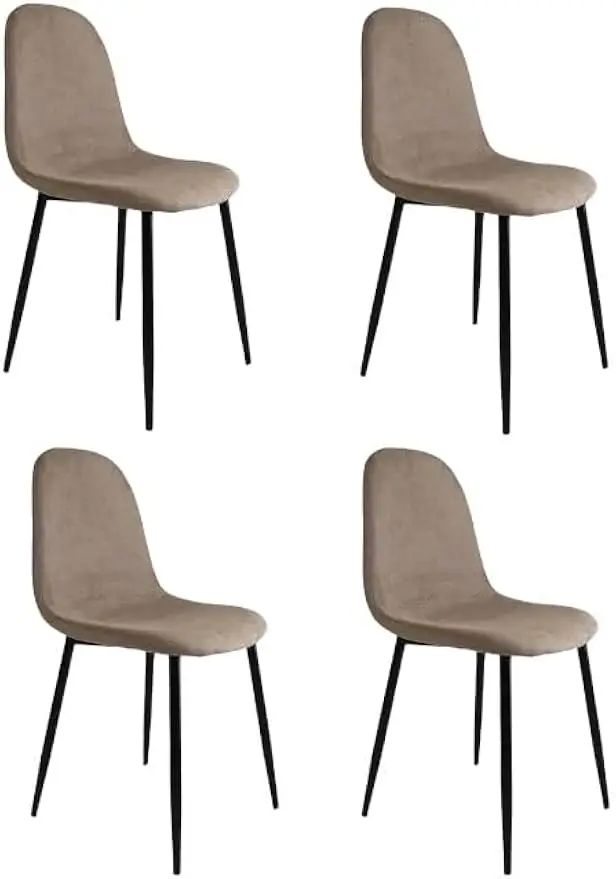 Pack de 4 sillas de Comedor de Estilo Moderno, Diseño Sencillo y Elegante, Patas Metálicas, Tapizado en Color Beige