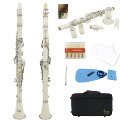 SLADE White Clarinet 17 Keys Bb B Flat Tone Professional Woodwind Instrument Bakelite Clarinet with Box Musical Instrument Part