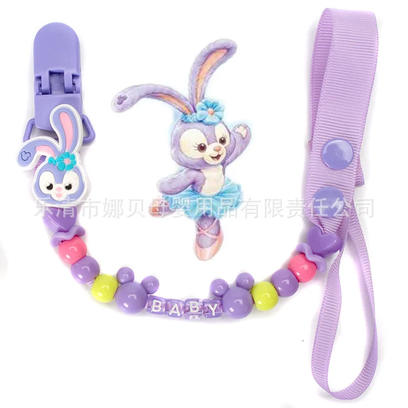 Disney Anime Baby Pacifier Hole Clip Chain Figures Toys  Anti-lost Chain Stitch Mickey Mouse Baby Silicone Belt Newborn gifts