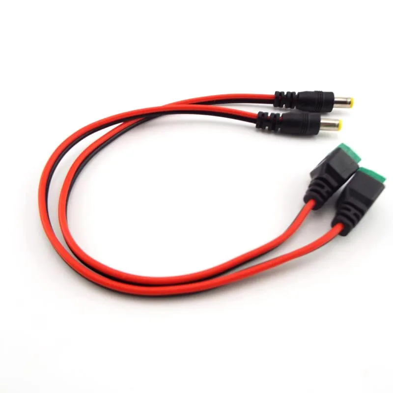 Kabel z wtyczką płci męskiej 12V DC do 5,5x2,5mm wtyczka DC Adapter złącza przedłużenia kabel dla kamera telewizji przemysłowej listwa oświetleniowa LED
