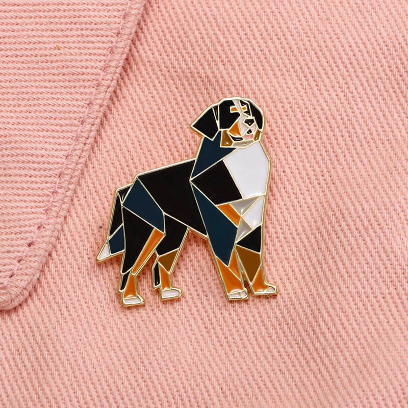 Creative Jigsaw Puzzle Dog Enamel Brooches Pretty Pet Collar Pins For Backpack Bag Clothes Jewelry With Free Shipping