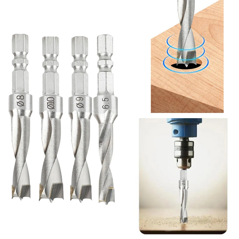 Per progetti di lavorazione del legno Punta da trapano con codolo esagonale Punta da trapano a tre punti Punzonatura efficiente Design di forgiatura Acciaio ad alta durezza