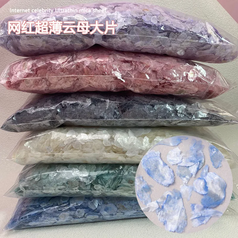 500g/1000g Ultra-Thin Bohai Bay Mica Shell Nail Charms - Natural Iridescent Mother-of-Pearl Flakes, DIY Nail Art Accessories