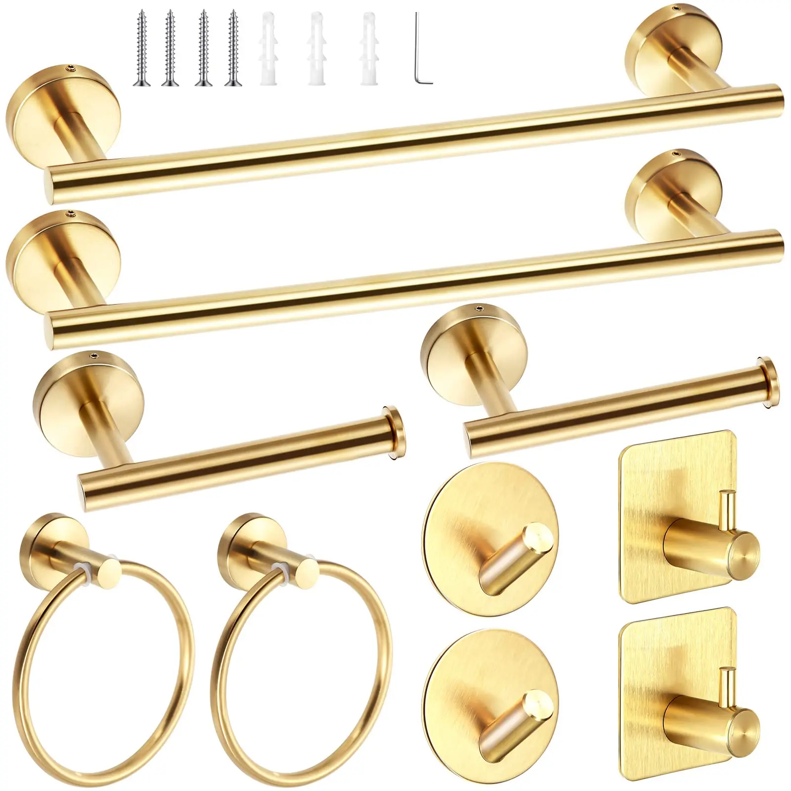 

Набор из 10 матовых аксессуаров для ванной комнаты из SUS304: держатель для полотенец 16 дюймов, вешалка для полотенец, держатель для туалетной бумаги