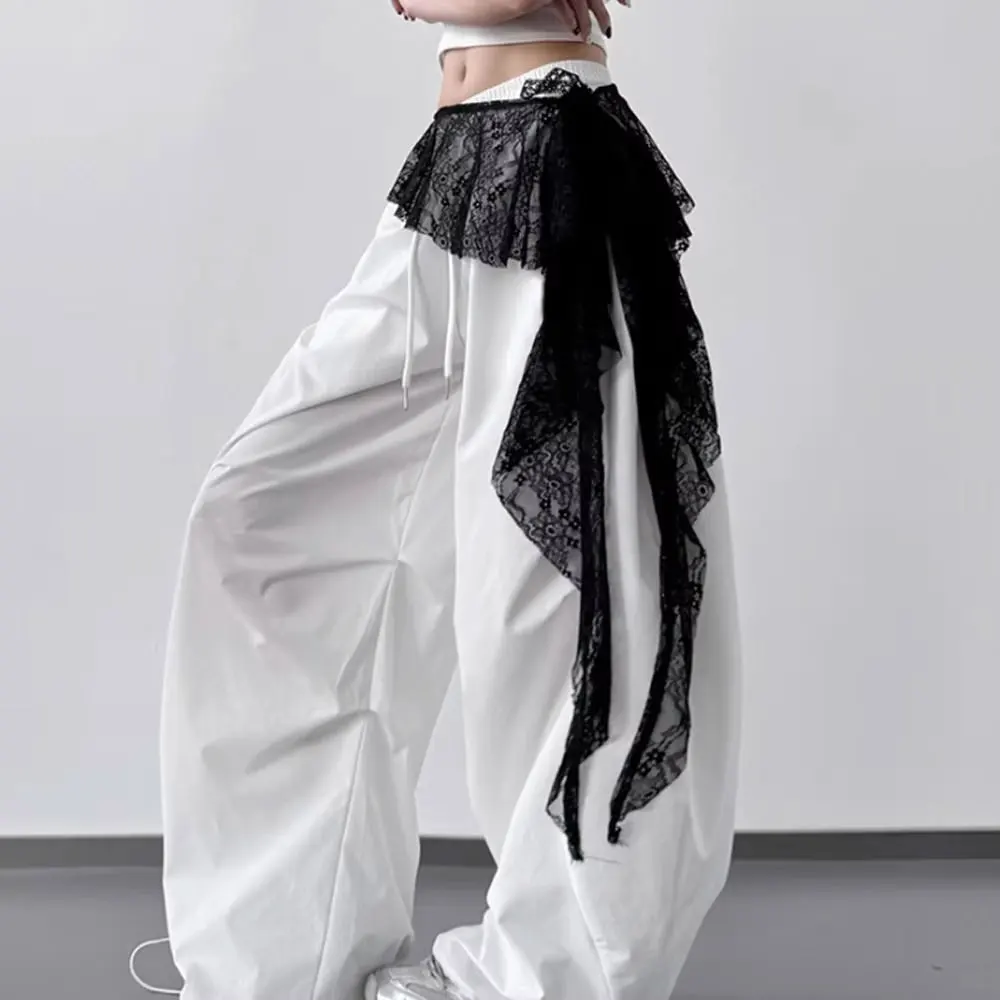 New Lace Mini Skirts Floral Lace Irregular skirts Jeans Pants Decor A-line High Waist Split Skirt Y2K Harajuku Pleated Skirts view 6