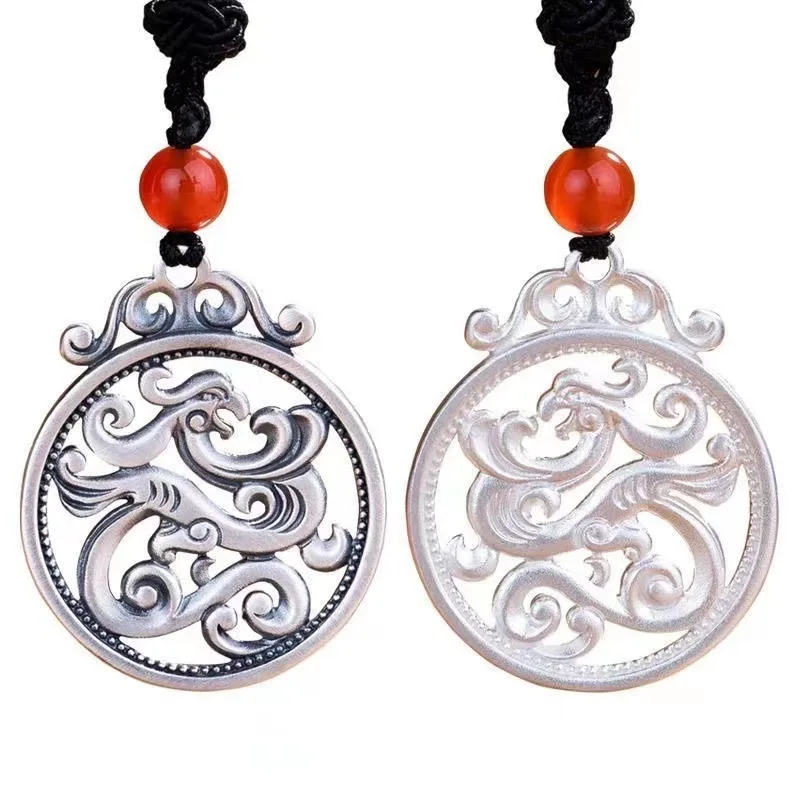 999 Copper Plated Dragon Phoenix Chengxiang Copper Silver PlatingAncient Method Female Inheritance Xiang Pendant Ethnic Style Co