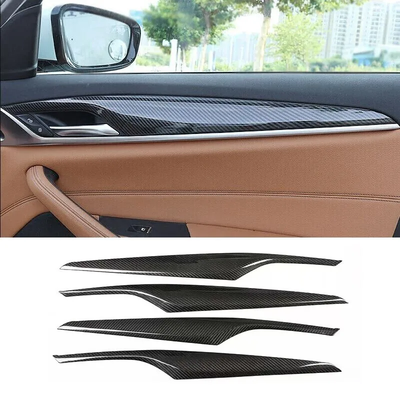 

For BMW 5 Series G30 G38 F90 M5 2018-2020 Real Carbon Fiber Car Door Interior Panel Protector Cover Strip Lip Trim Accessories