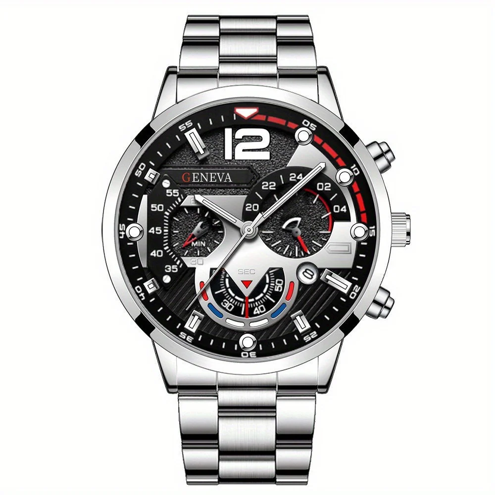 Fashion Men\'s Stainless Steel Watch, Calendar Classic Calendar Wrist Watch, Ideal choice for Gifts