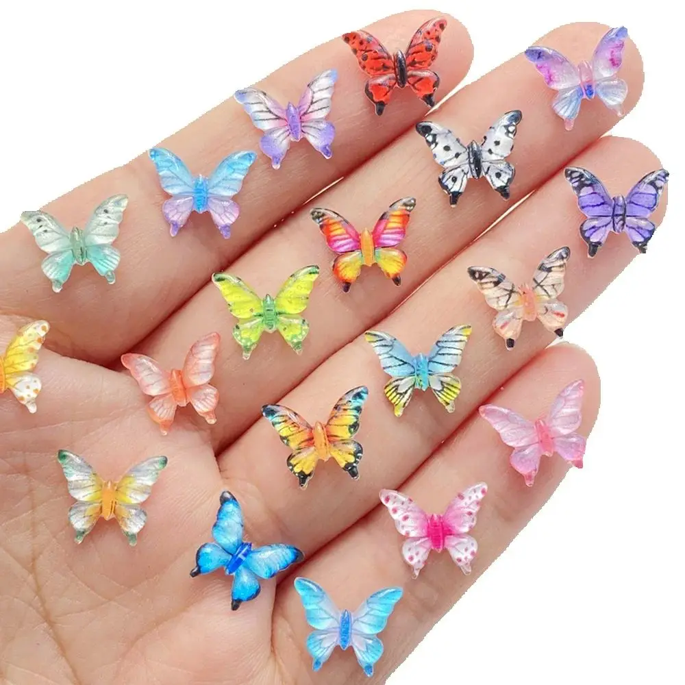 50 Piezas de Adornos de Resina para Uñas con Diseño de Mariposas Coloridas de Dibujos Animados, para Manualidades, Decoraciones 3D para Uñas y Joyería