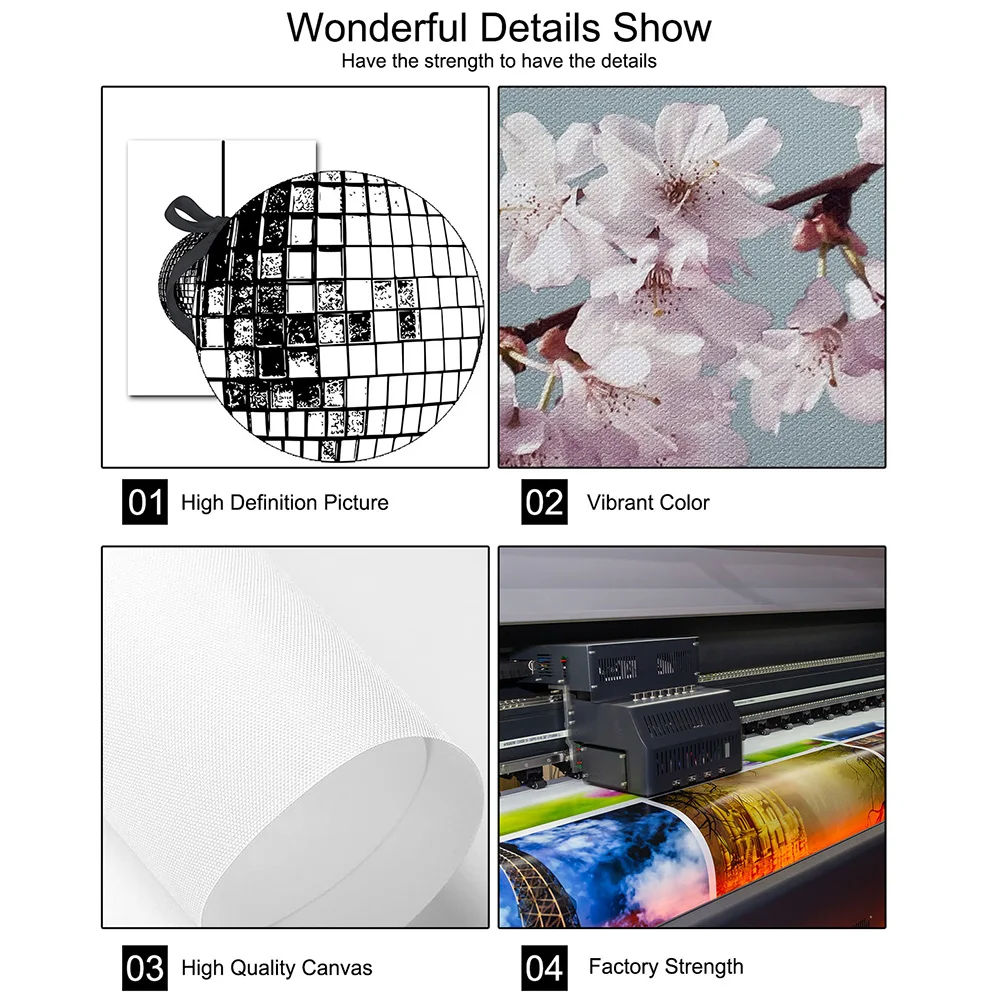 مجموعة من 6 أقواس بيضاء سوداء غير مؤطرة ديسكو الكرة Preppy الفن العصرية المشارك Coquette جرلي غرفة ديكور غير تقليدي اللوحة قماش طباعة #5