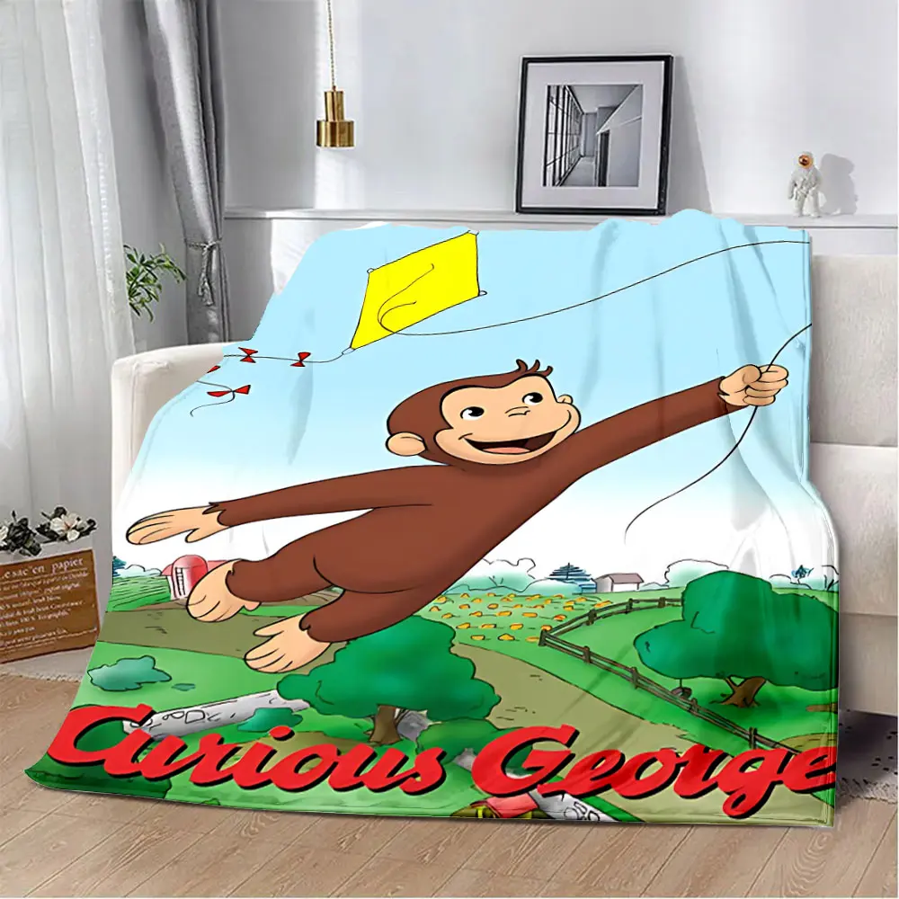 Cartoon Curious George Printed Blanket Picnic Blankets Warm Blanket Soft and Comfortable Blanket Home Travel Birthday Gift