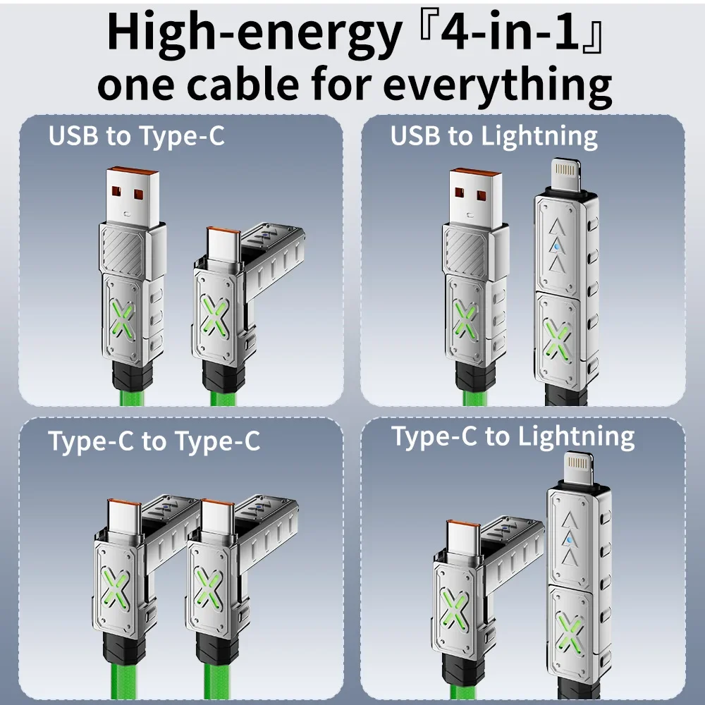 Beimo-Câble de développement super rapide, interface en alliage de zinc PVC tressé, 4 en 1, 240W, 2 à 2