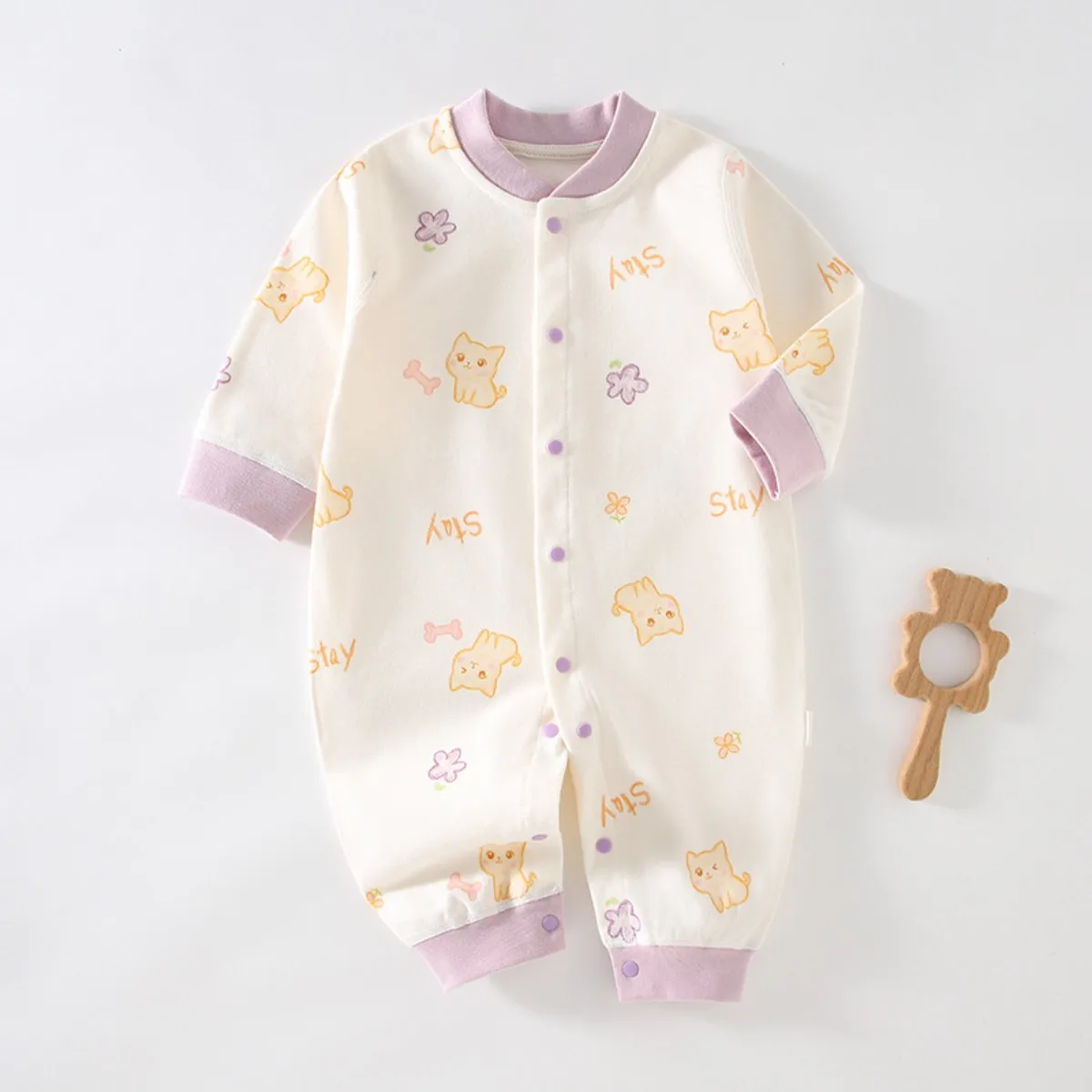 Baby Boy Girl All Season Pure Cotton Breathable Romper 0-18M Spring Fall Snap Button Jumpsuit Toddler Easy on Off Stylish Onesie