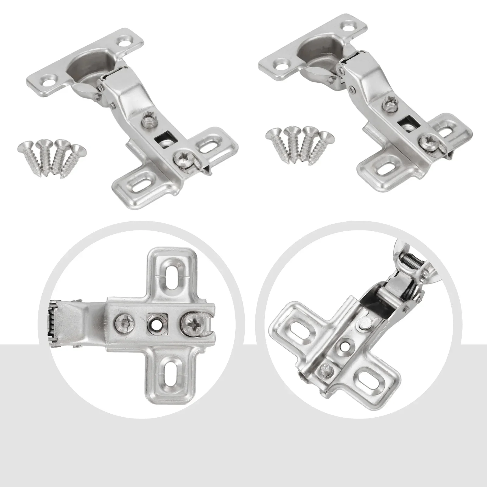 Repair Plate Hinge Cabinets Hydraulic Type Kit Non-fading Stainless Steel 8.5*5.3cm Full Cover/half Cover/inline