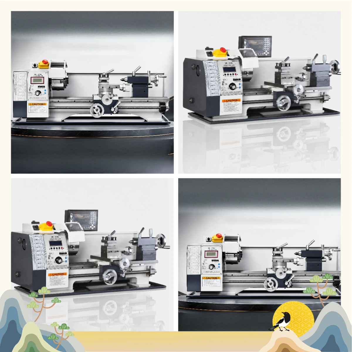 Mini Lathe Machine 210V, Multifunctional Woodworking Metal Processing Tool for Household DIY