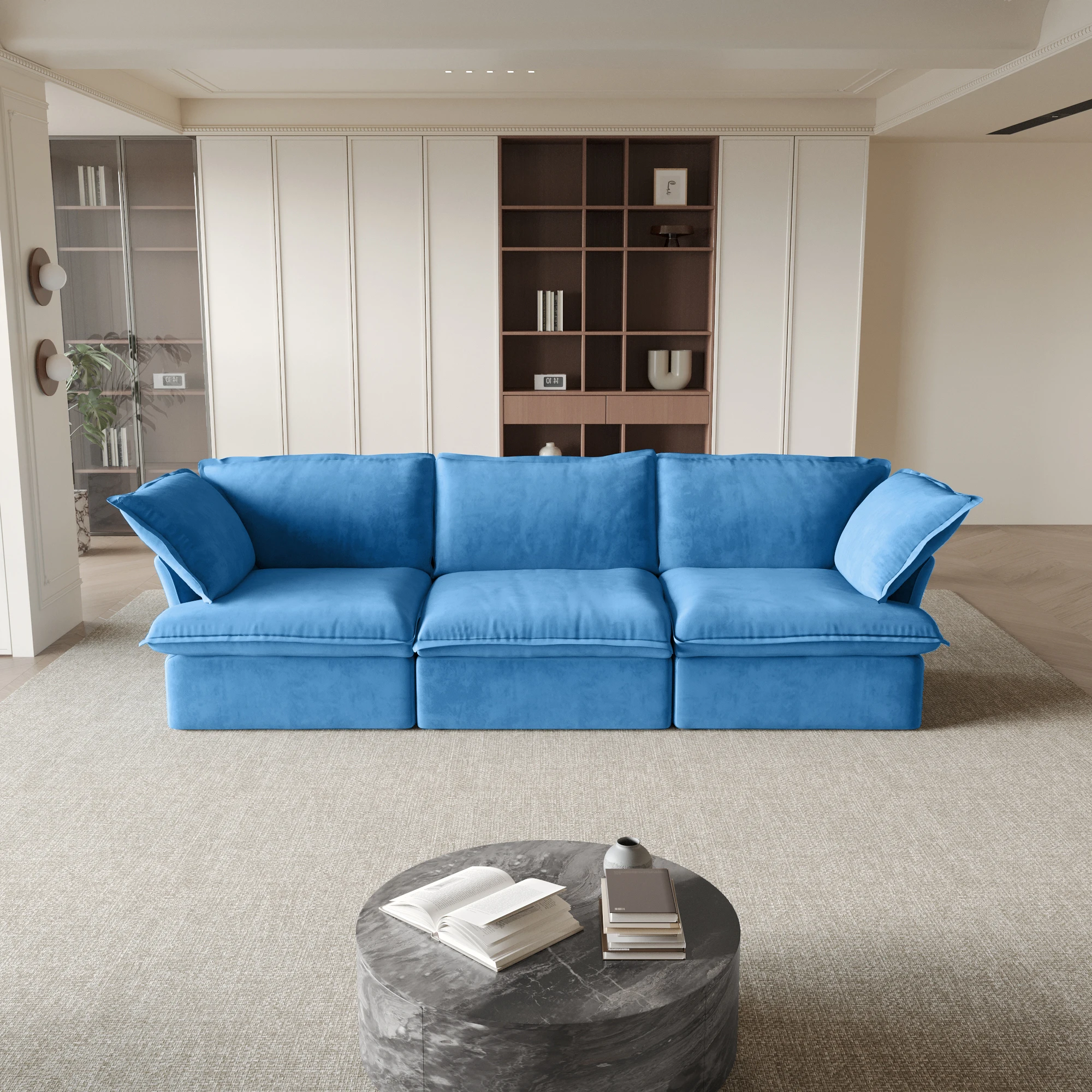 

ATUNUS USA Warehouse in Stock Drop Shipping Sofa Modern Living Room Furniture Blue Modular Sectional Couch Sofa Set