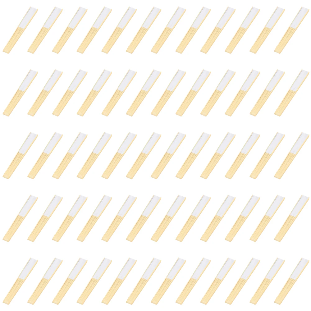 

50pcs Blank DIY Paper Bamboo Folding Fan for Hand Practice Calligraphy Draw