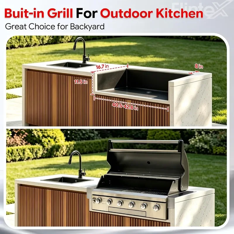 Built in Outdoor Kitchen Grill 860 sq.in. Cooking Area 40 inch